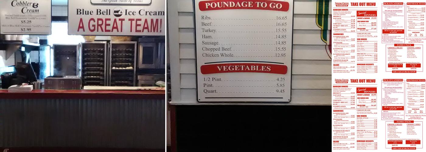Spring Creek Barbeque Menu