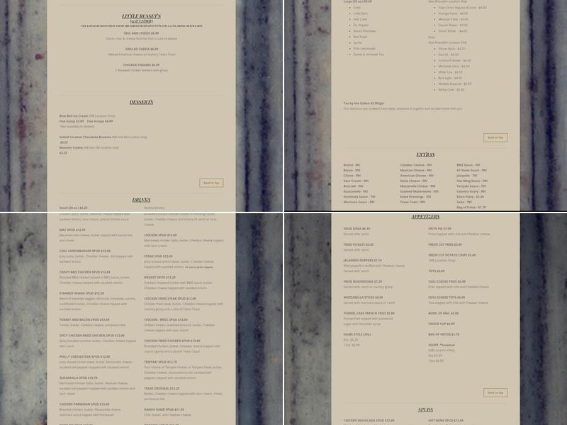 Spud Ranch Menu