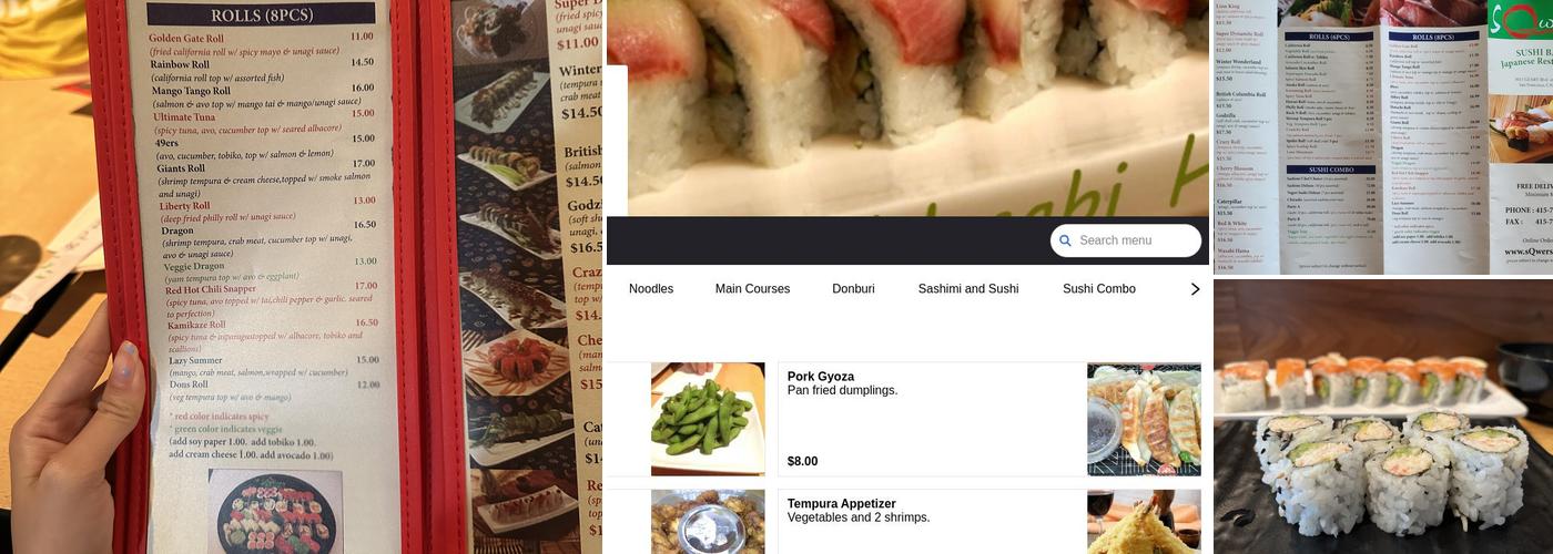 SQwers japanese restaurant Menu