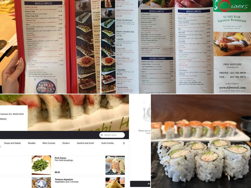 SQwers japanese restaurant Menu