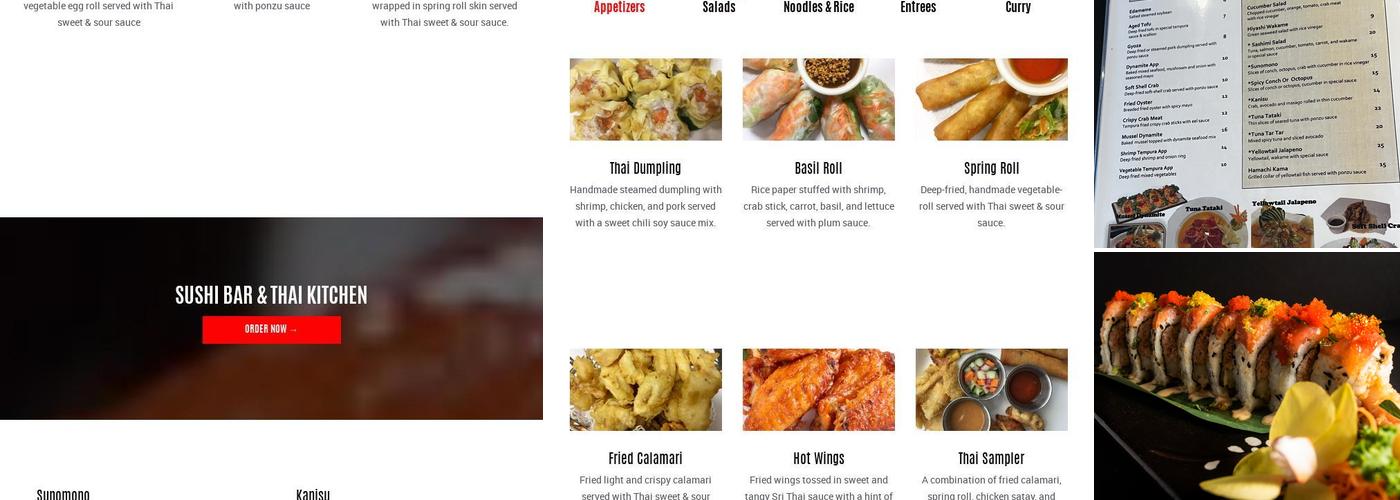 SriThai: Thai Kitchen and Sushi Bar (Duluth) Menu