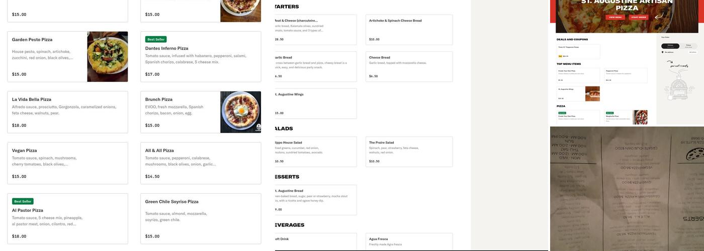 Saint Augustine pizza Menu