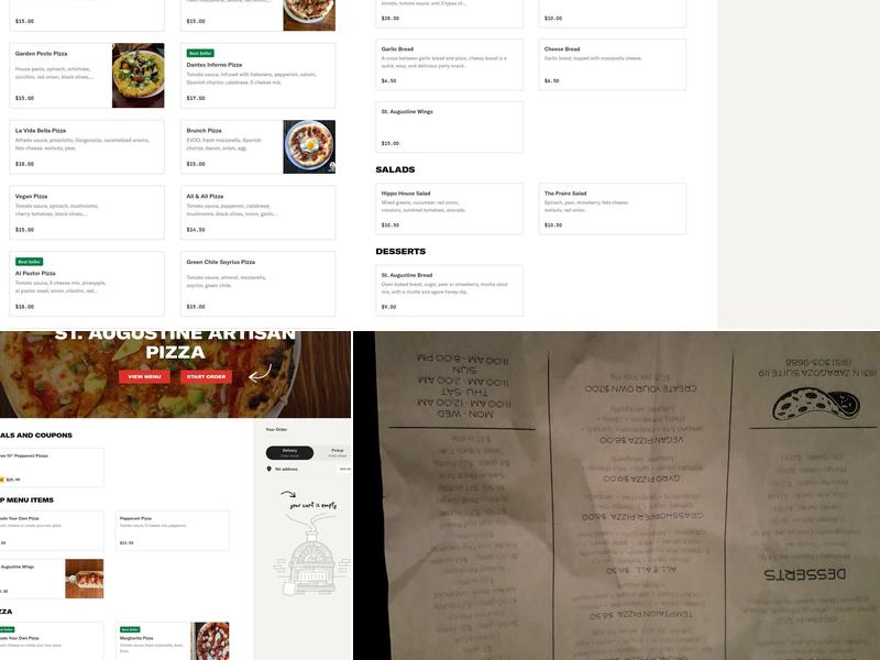 Saint Augustine pizza Menu