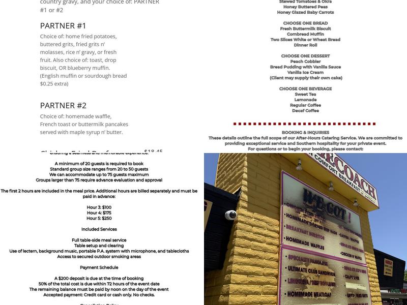 Stagecoach Restaurant Menu