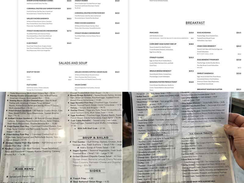 Stanley of New Orleans Menu