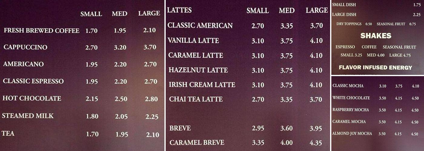 Starbucks Menu