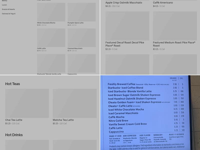 Starbucks Menu