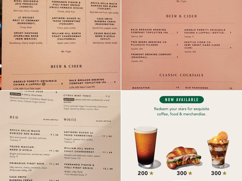 Starbucks Reserve Store Sodo Menu
