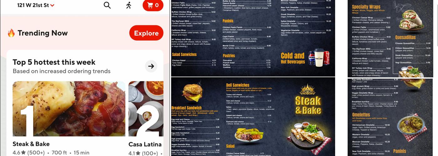 Steak & Bake Menu