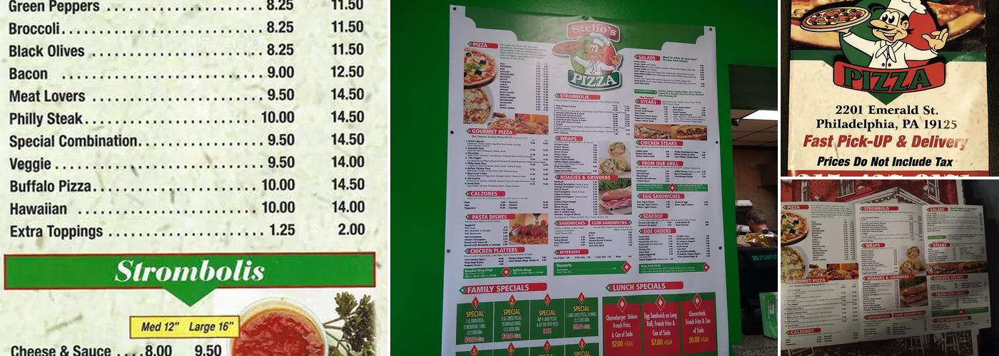 Stelio's Pizza Menu