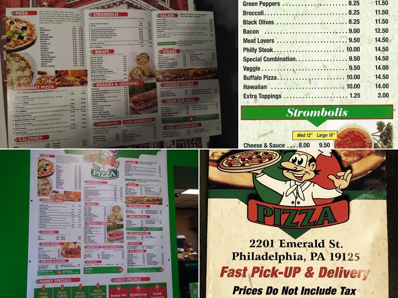 Stelio's Pizza Menu