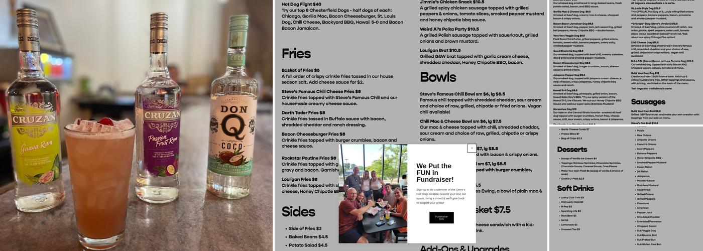 Steve's Hot Dogs Menu