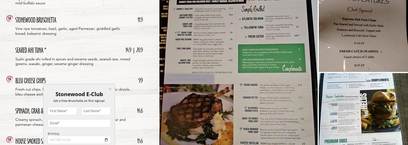 Stonewood Grill & Tavern Menu