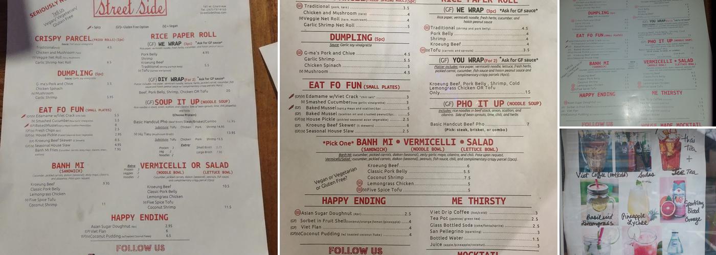 Streetside Menu
