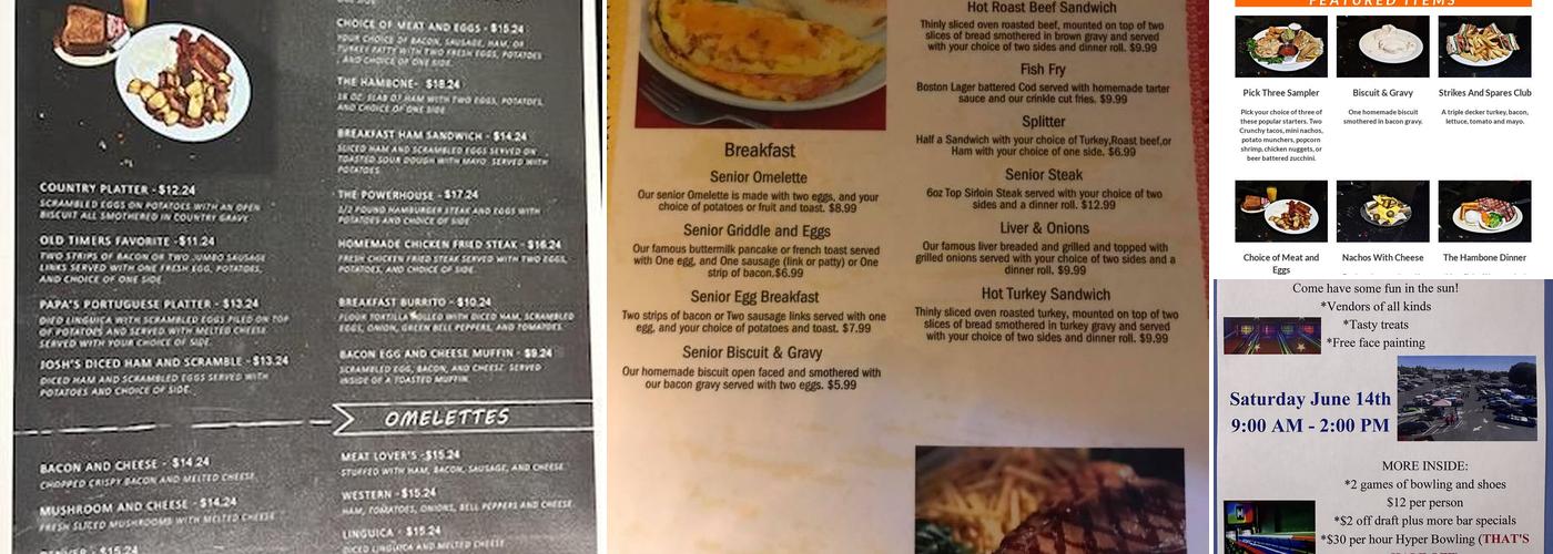 Strikes & Spares Grill Menu