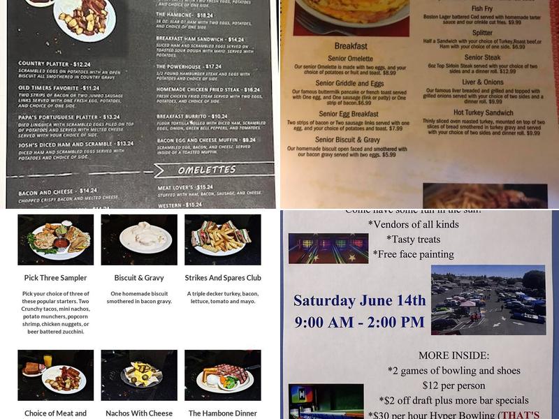 Strikes & Spares Grill Menu