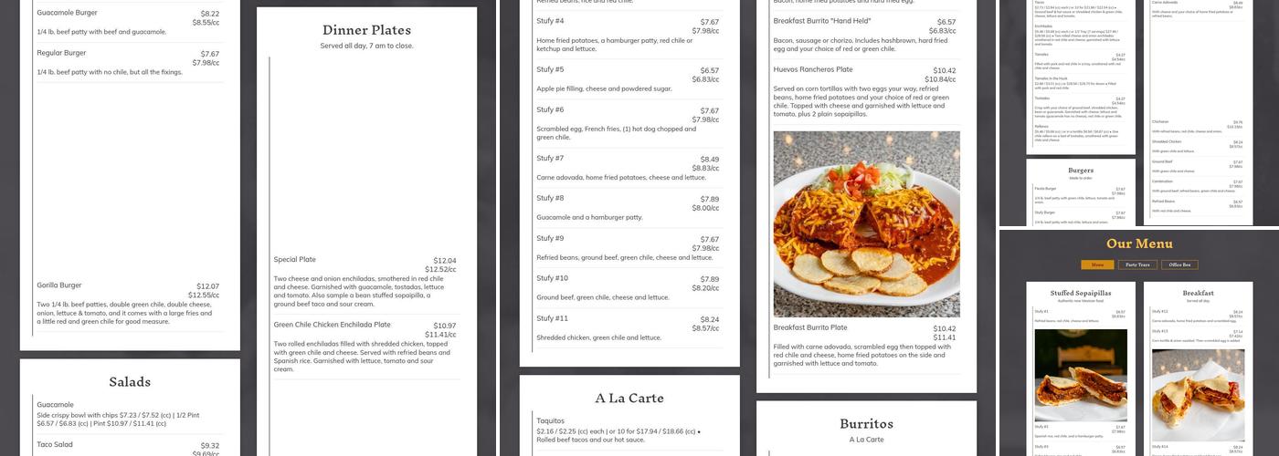 Stufy's Menu
