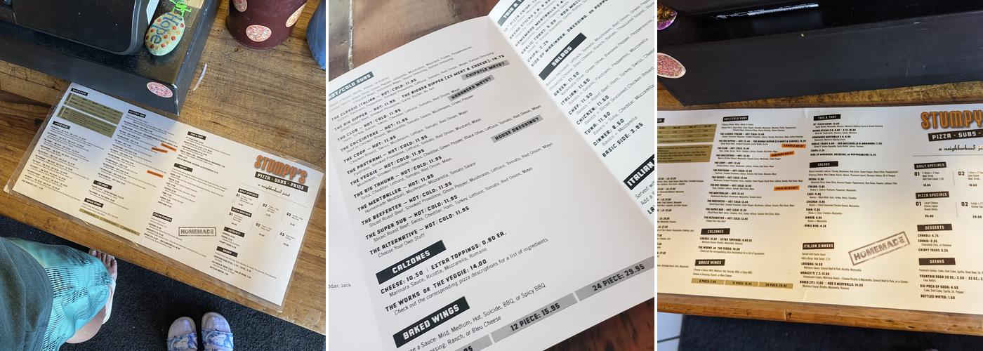 Stumpy's Pizza & Subs Menu