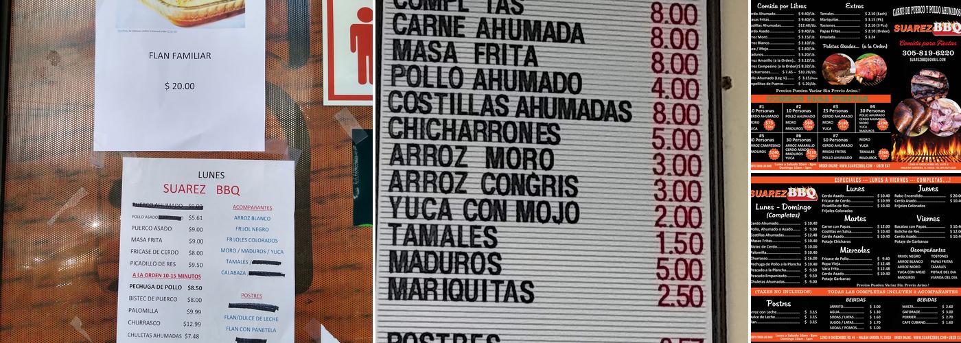 Suarez BBQ Menu