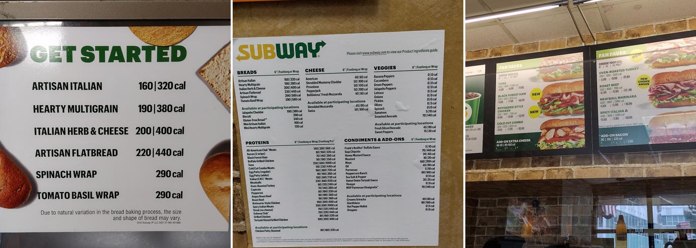 Subway Menu