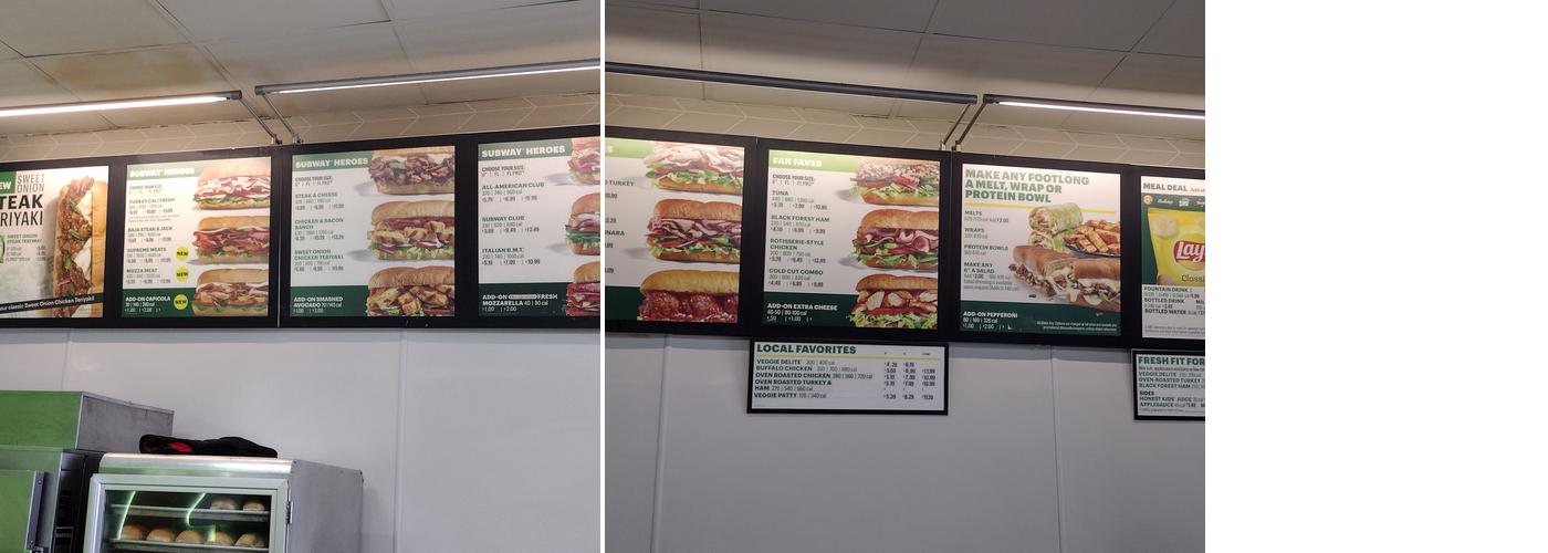 Subway Menu