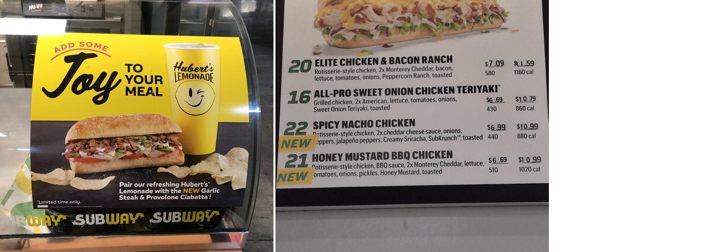 Subway Menu