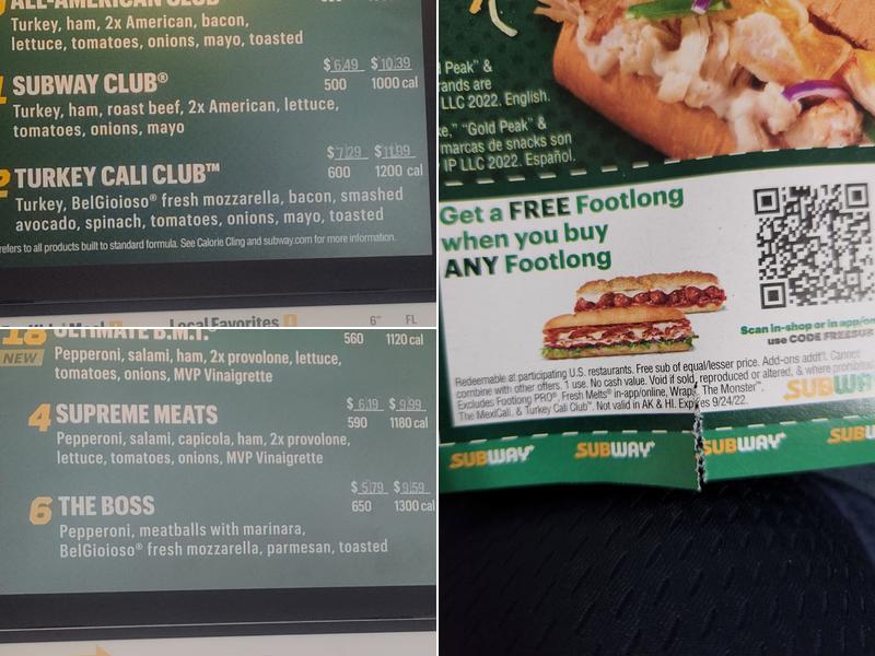 Subway Menu