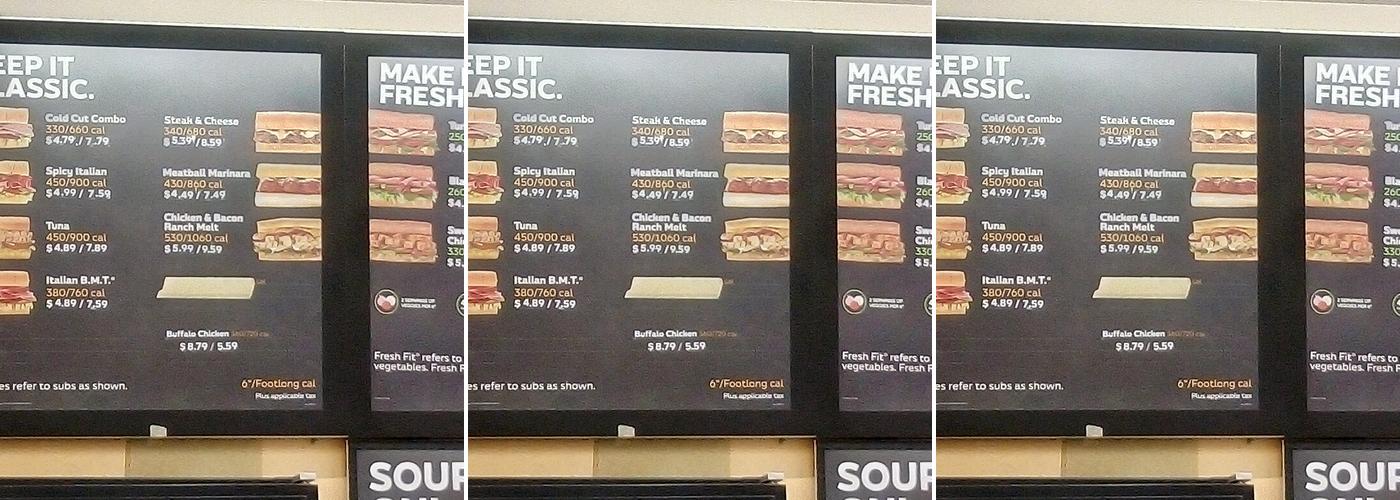 Subway Menu