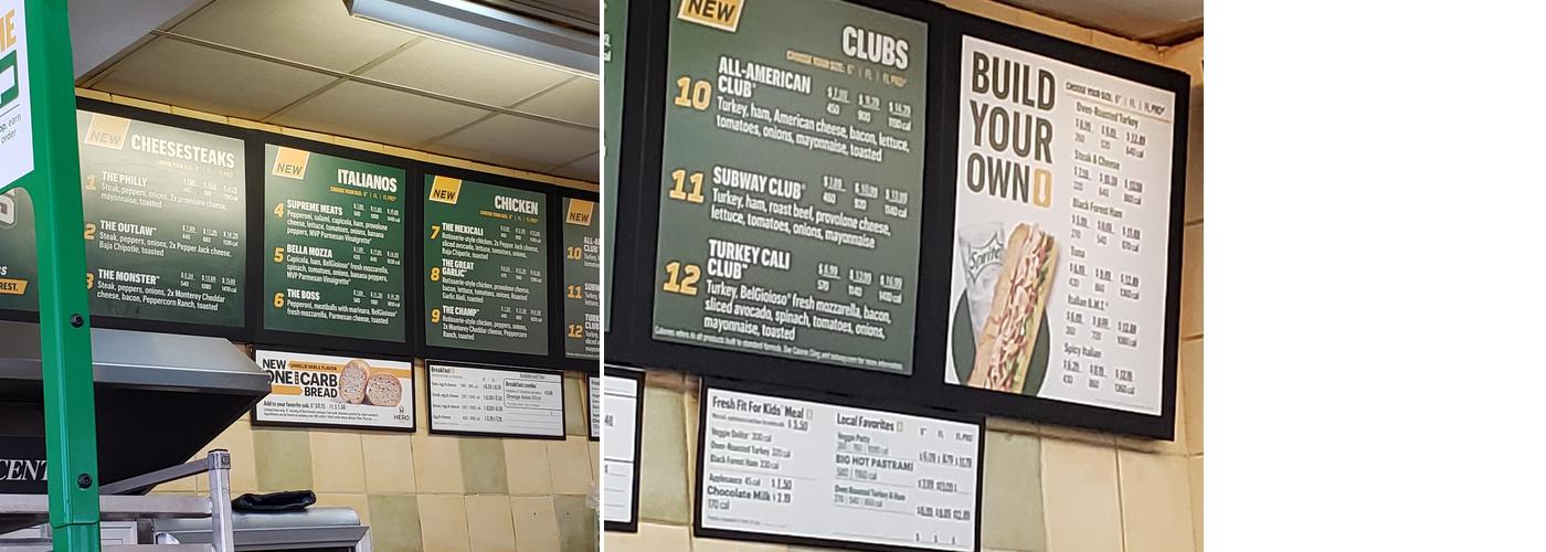Subway Menu