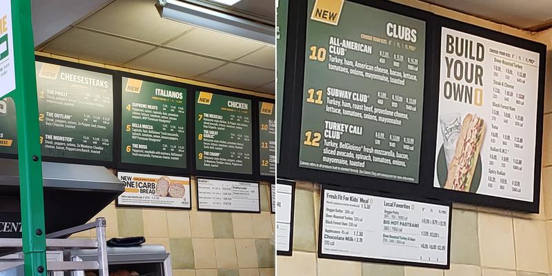 Subway Menu