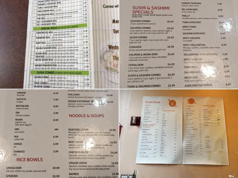 SUSHI SNOB Menu
