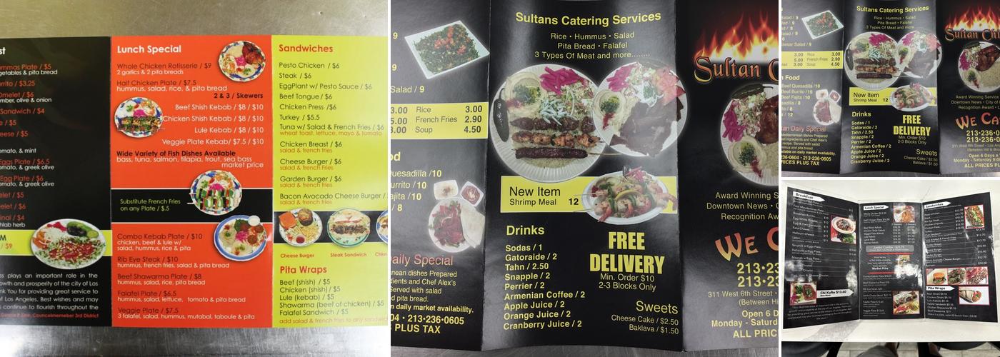The Sultan Chicken Menu