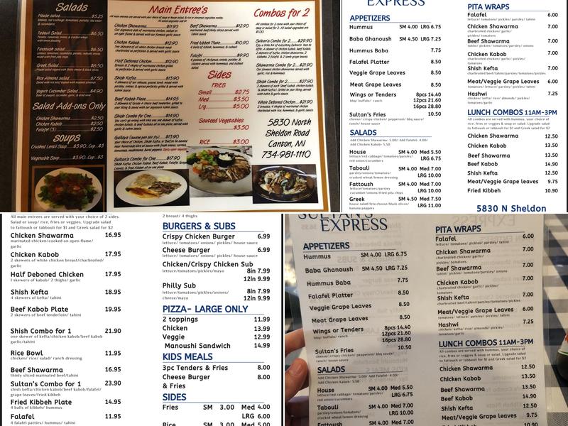 Sultan's Express Menu