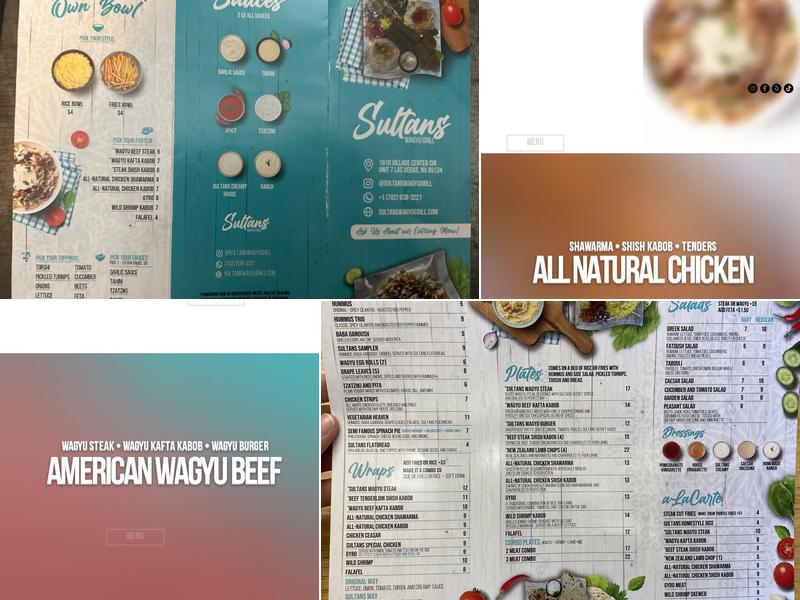 Sultans Wagyu Grill Menu