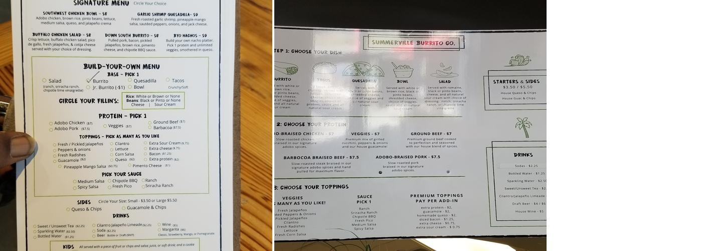 Summerville Burrito co Catering Menu
