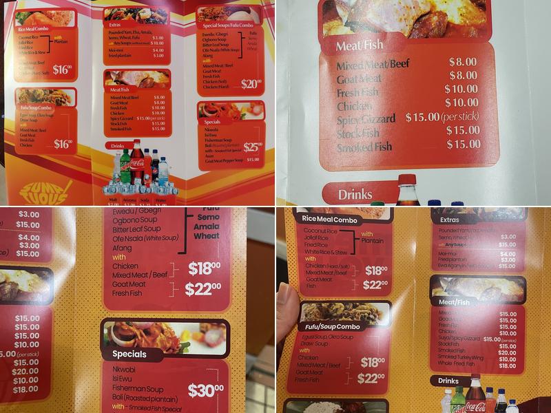 Sumptuous African Restaurant Menu