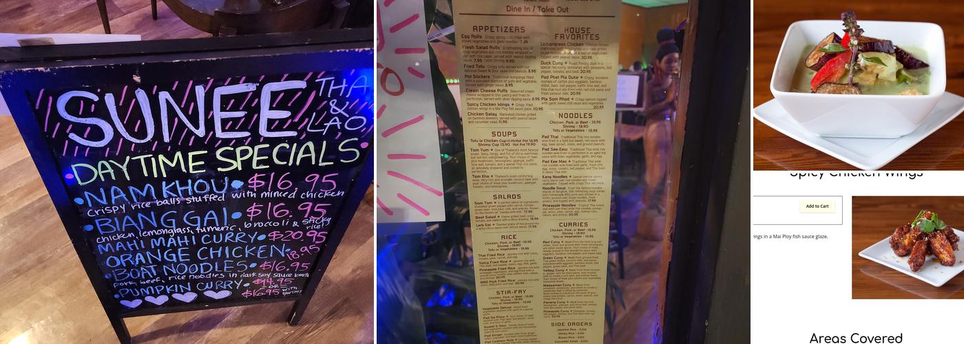 Sunee Thai and Lao Kitchen Menu