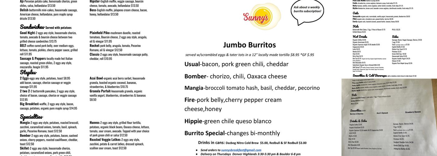 Sunny's Menu