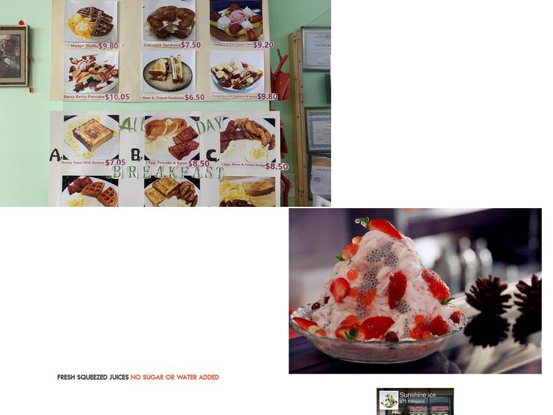 Sunshine Ice Menu