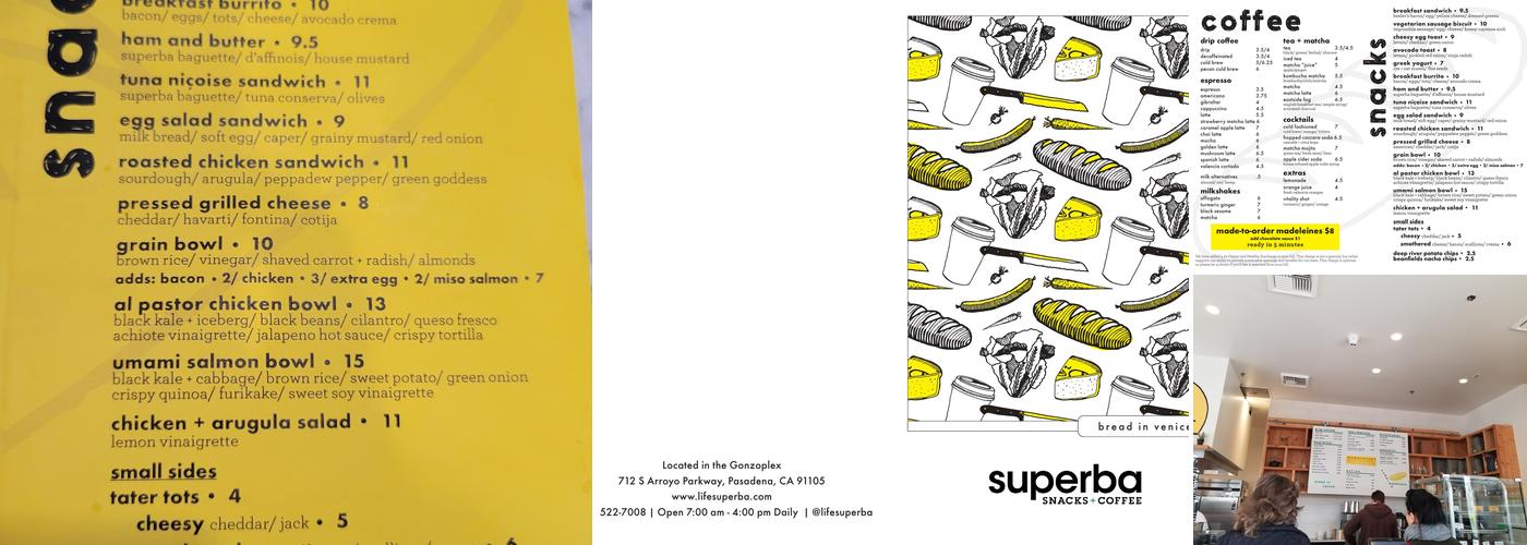 Superba Snacks + Coffee Menu