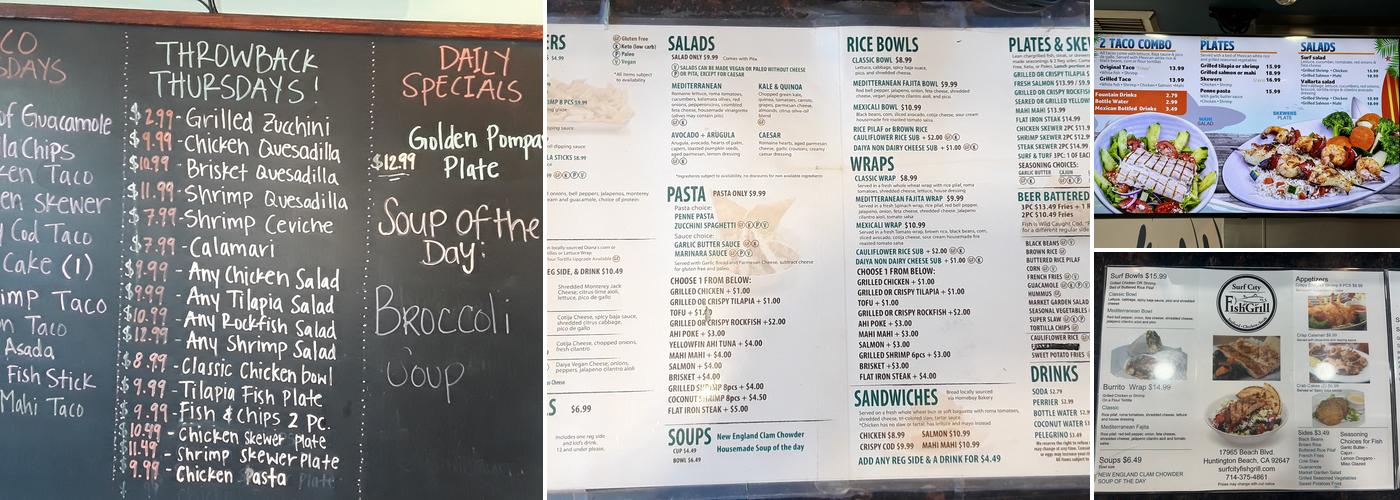 Surf City Fish Tacos Menu