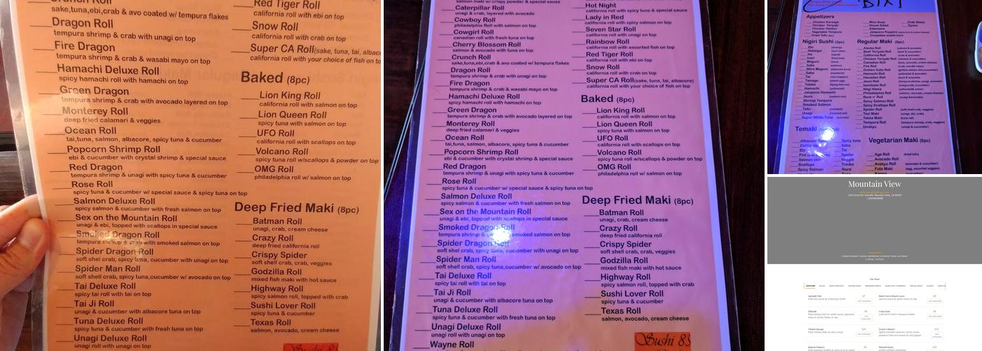 Sushi 85 Menu