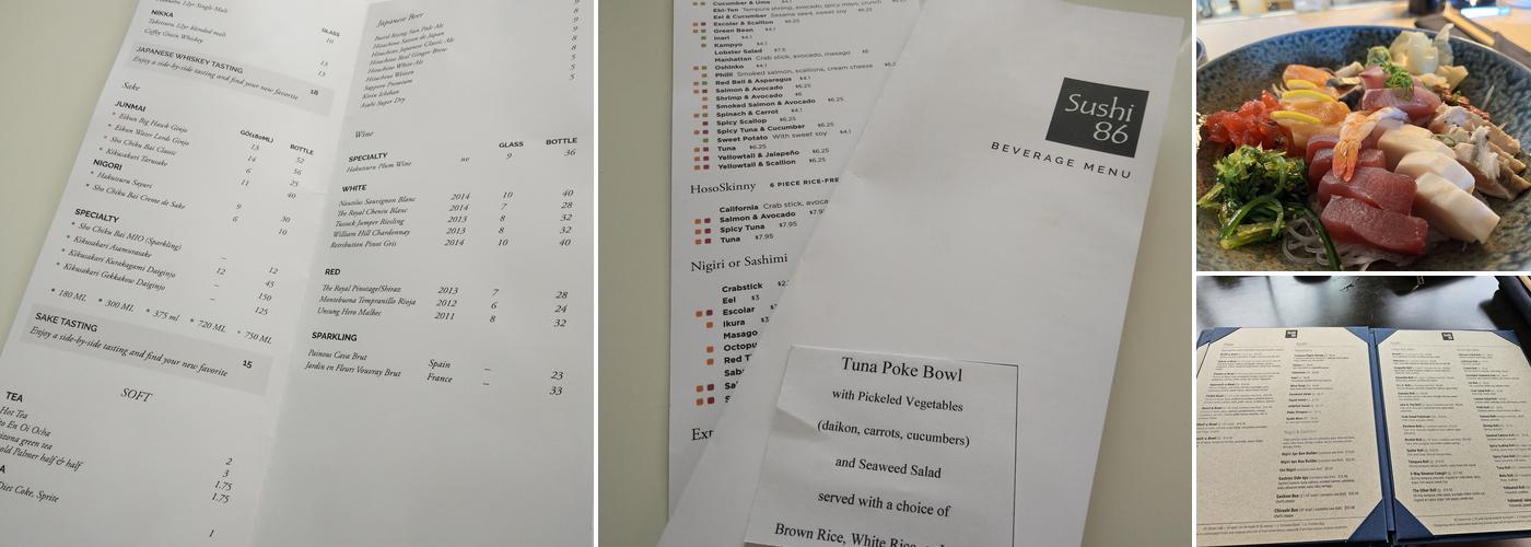 Sushi 86 Menu