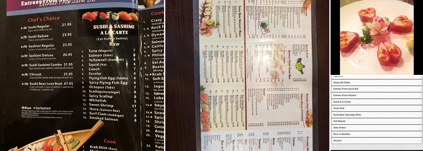 Sushi Bear Sushi & Grill Menu