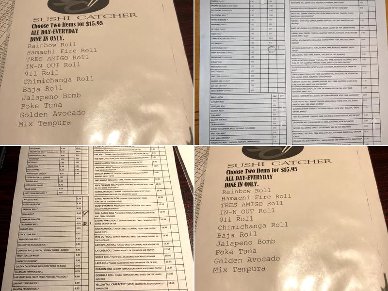 Sushi Catcher Menu