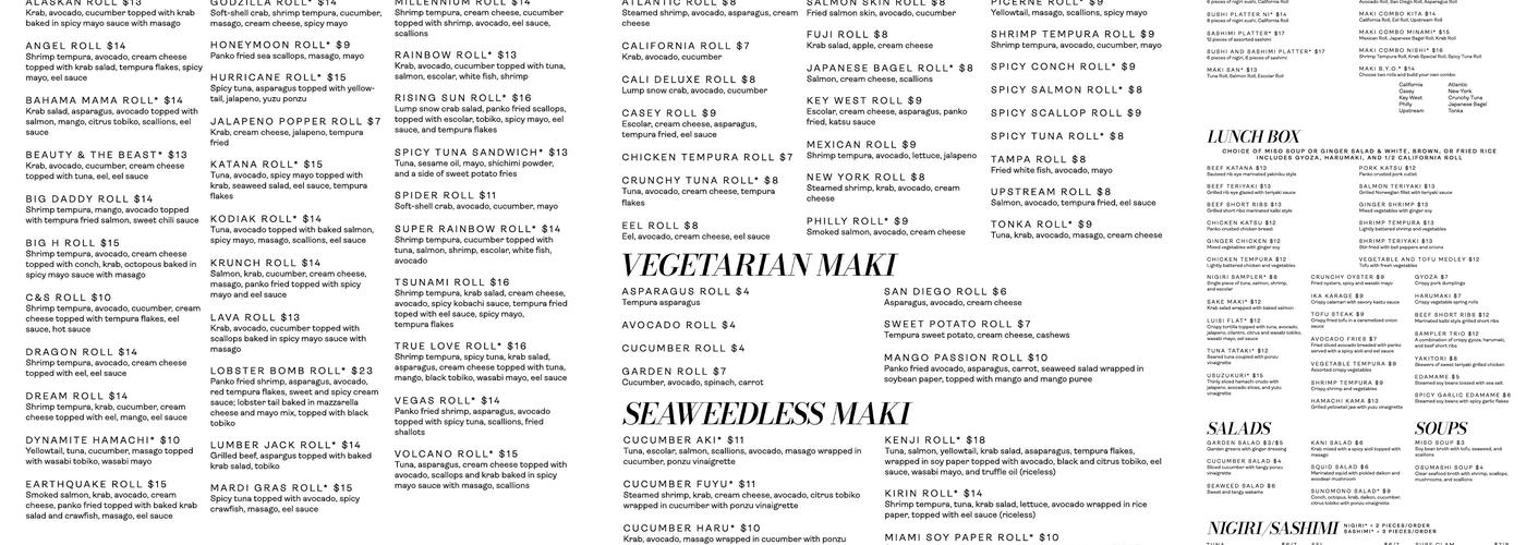 Sushi Katana Menu