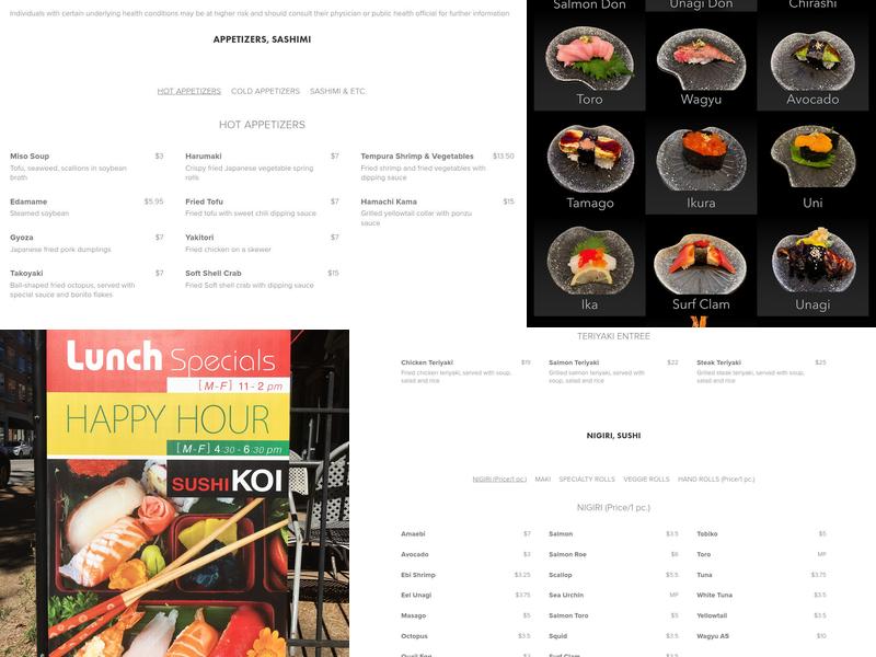 SUSHI KOI Menu
