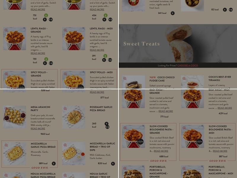 Coco di Mama - Italian To Go - Holborn Menu