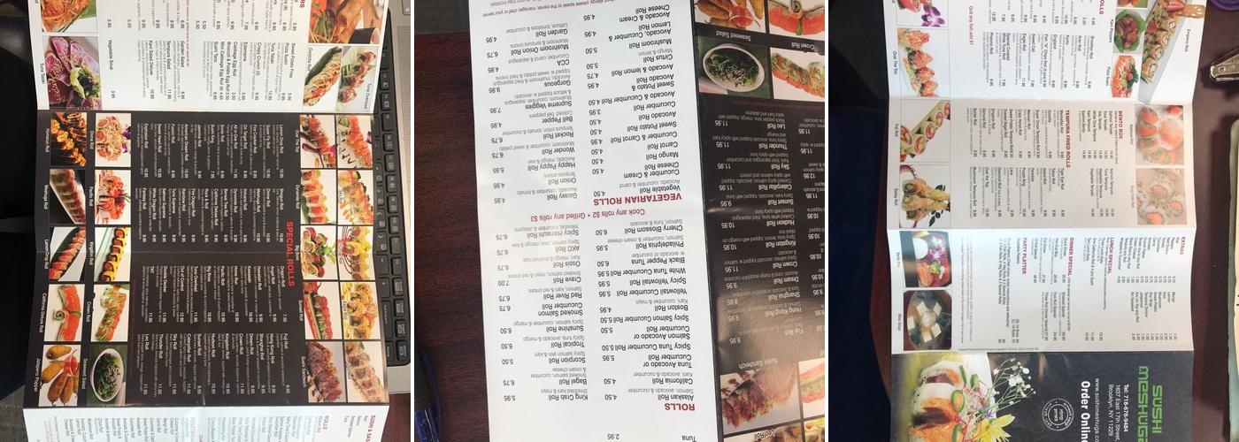 Sushi Meshuga Menu