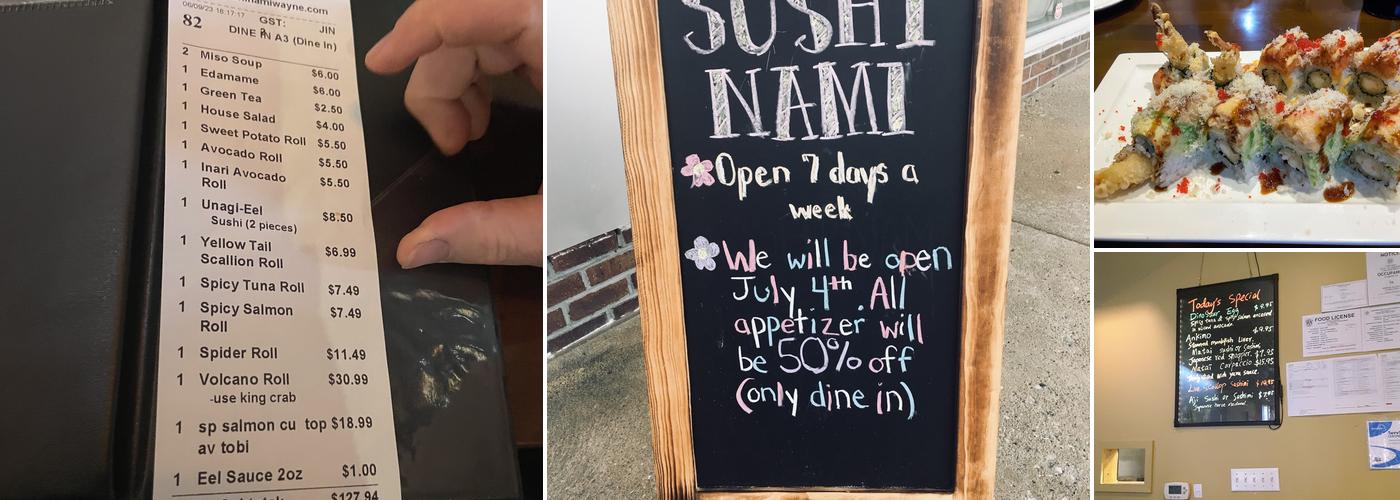Sushi Nami Wayne Menu
